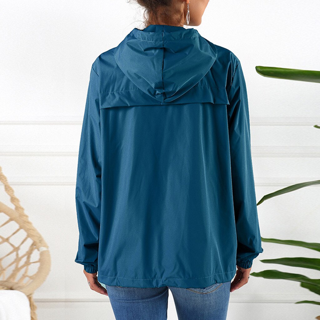 Veste de pluie femmes solide pluie en plein air Plus imperméable à capuche imperméable coupe-vent veste manteau escalade Trekking coupe-vent voyage