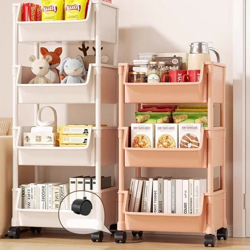 Trolley Bookshelf Kitchen Storage Slit Storage Cabinet Bathroom Living Room Home Organizer Rack Kitchen Corner Narrow Doll stand