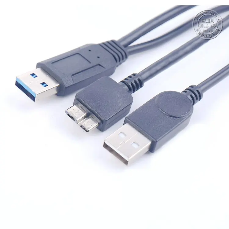 USB 3.0 Double Puissance Y Forme 2 X Type A À B Micro Haute Vitesse Jusqu'à 5 Gbps Câble de Transfert De Données pour les Disques Durs Externes