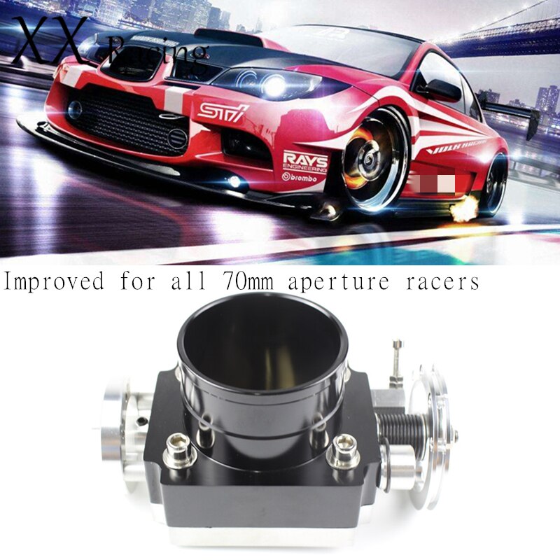 70 mm throttle body universal VQ35 performance high flow intake manifold mechanical Black