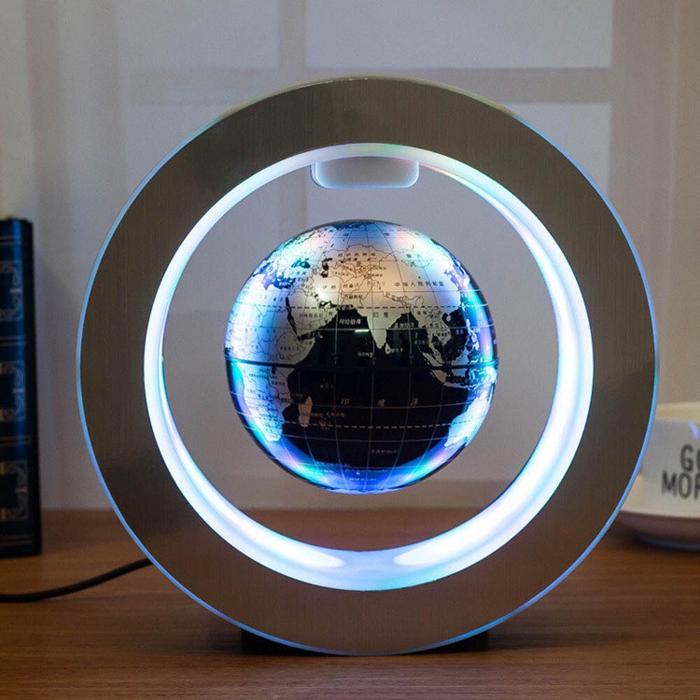 Round LED World Map Floating Globe Magnetic Levitation Night Light Anti Gravity Magic Teaching Globes Birthday
