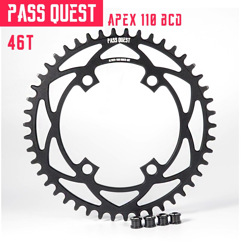 Passquest 110 bcd vierklauw is geschikt voor sram apex enkelvoudige schijfketting, stabiele kettingstabilisator, positieve en negatieve tanden.: 46t