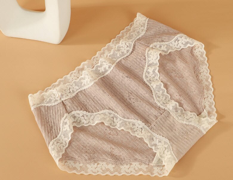 Ropa interior de Estilo Vintage para mujer, calzoncillos de encaje de algodón, suave y cómoda, talla media: Rosa