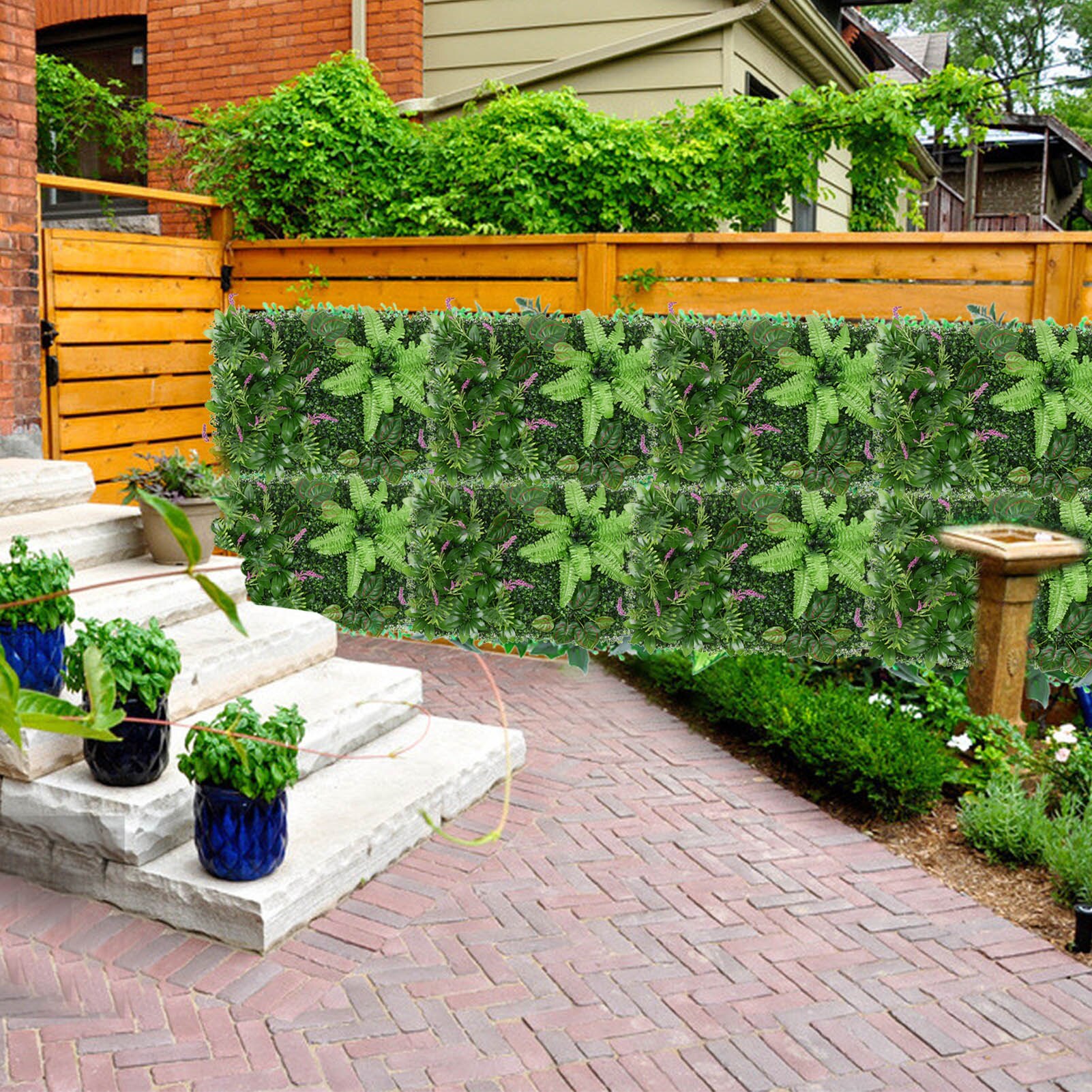 Artificial Plant Hedge Panel UV Protected Privacy Grass Mat Greenery Panel Decor Wall Fence Screen For Outdoor Garden Backyard
