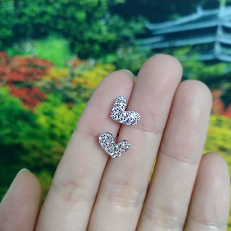 Modo di Prevenire Allergia Monili Dell'argento Sterlina 925 di Zircon Del Cuore Orecchini Con Perno Per Le Donne Ragazza Regalo pendiente oorbellen