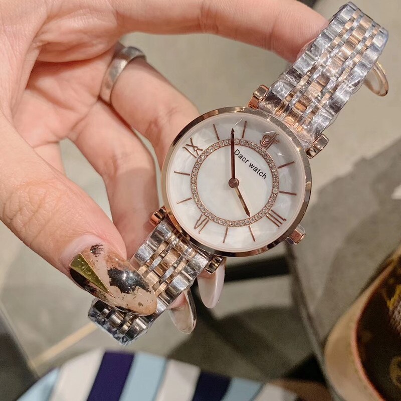 Damesmerk neutrale horloges romeinse cijfers armbandhorloge zakelijk kleding polshorloge kwarts waterdicht dameshorloge: Roségouden kast