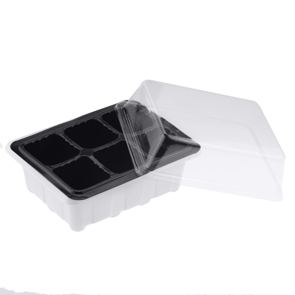 6/12 Plastic Nursery Pots Planting Seed Tray Kit Plant Germination Box with Dome and Base Garden Grow Box Gardening Supplies