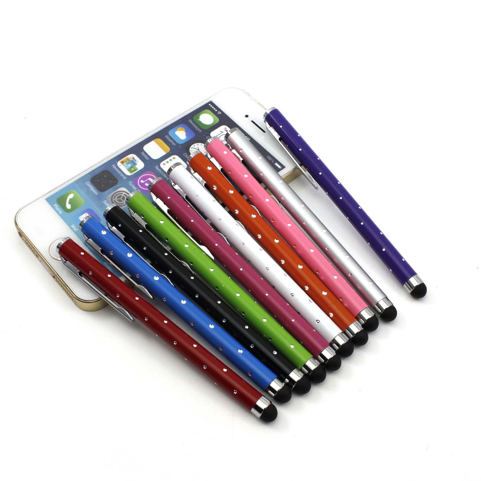 2 pièces Chic étoiles brillantes stylet tactile 9 couleurs capacitif écran tactile stylo pour HTC téléphones intelligents pour d'autres téléphones Android