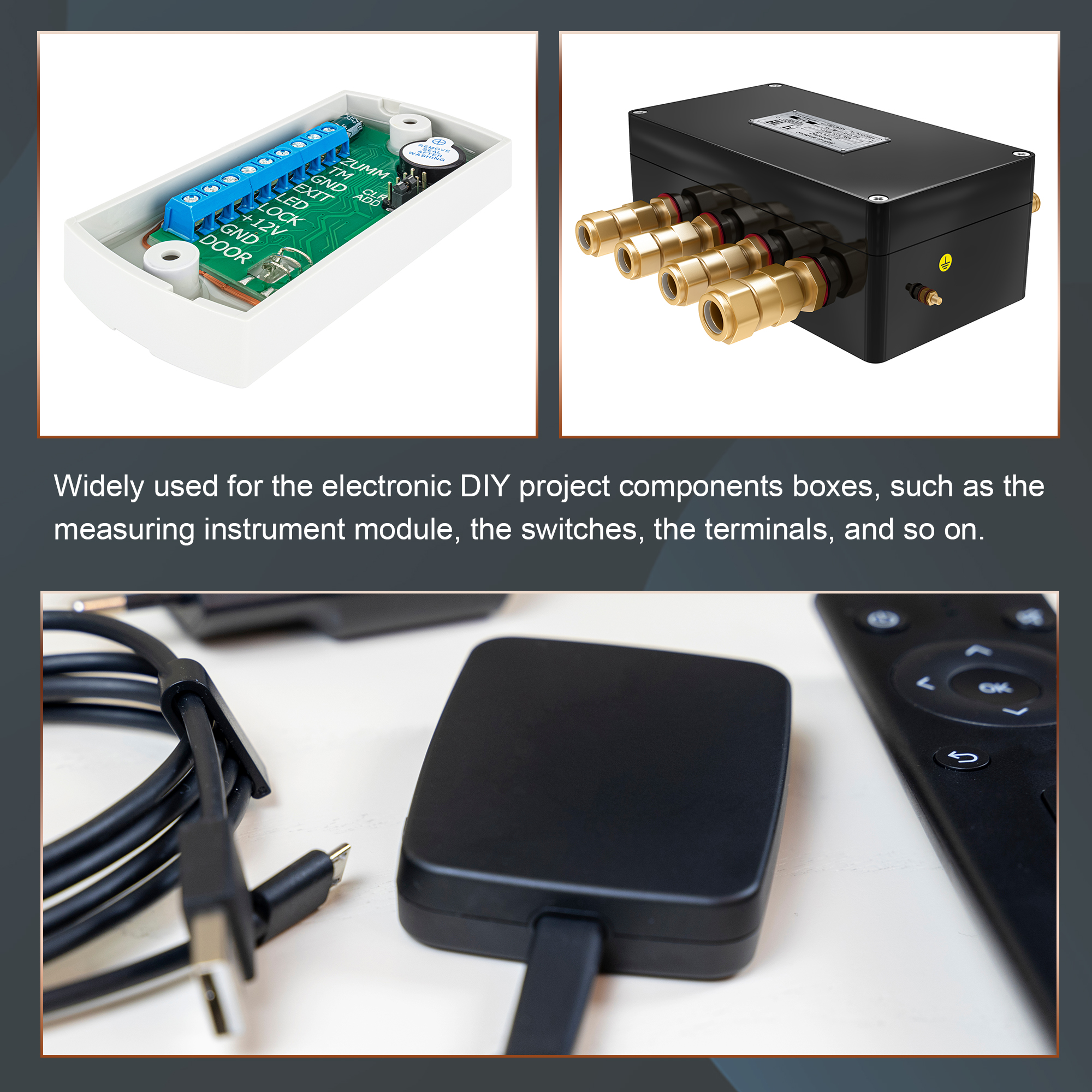 Uxcell Waterproof Junction Box 158x90x60mm ABS for Electrical Project (Black, Pack of 2)