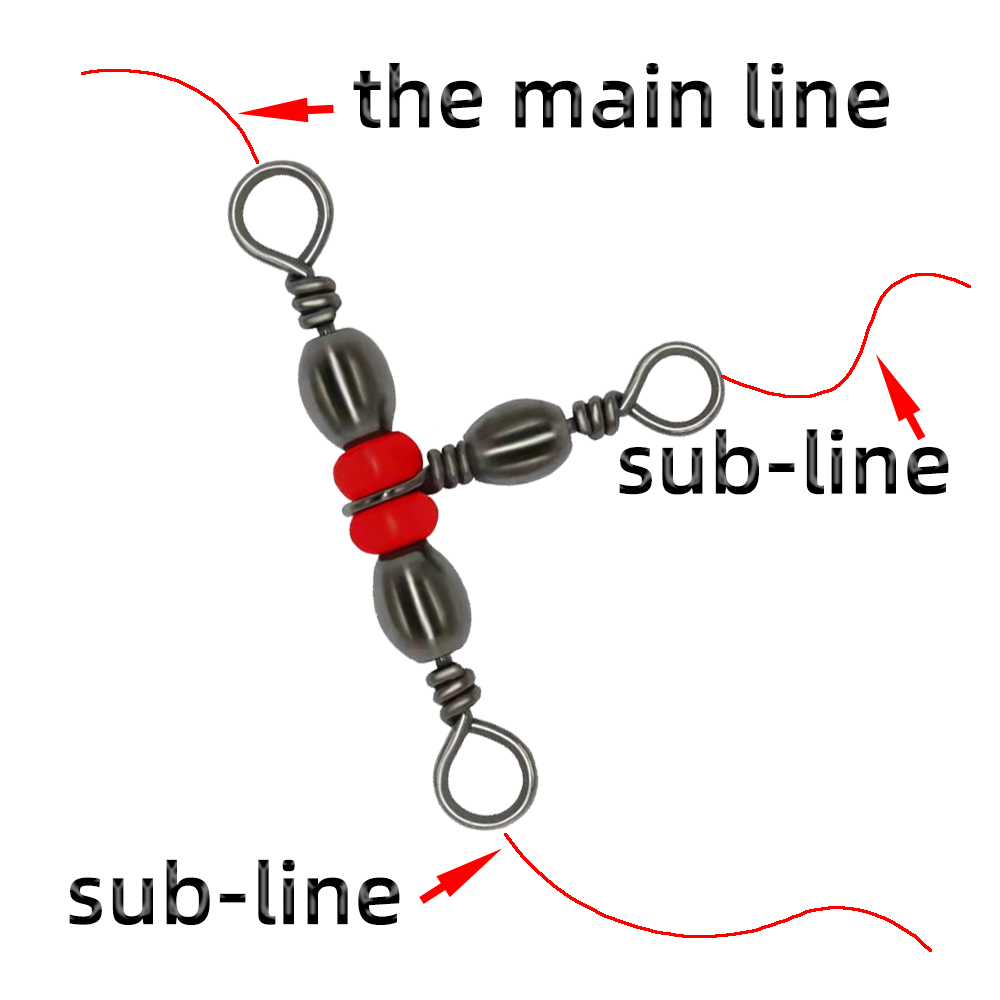 20 stk. japansk trefork flaskeformet tredelt ring 8- -ords ringdeler t-svivel rød perlesvivel fisketilbehør