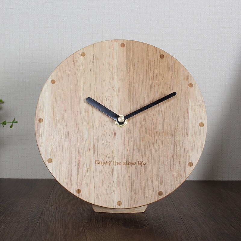 Nordisk massivtre pendelklokke stue enkel dekorasjon bordklokke kontor skrivebord stum klokke ornament