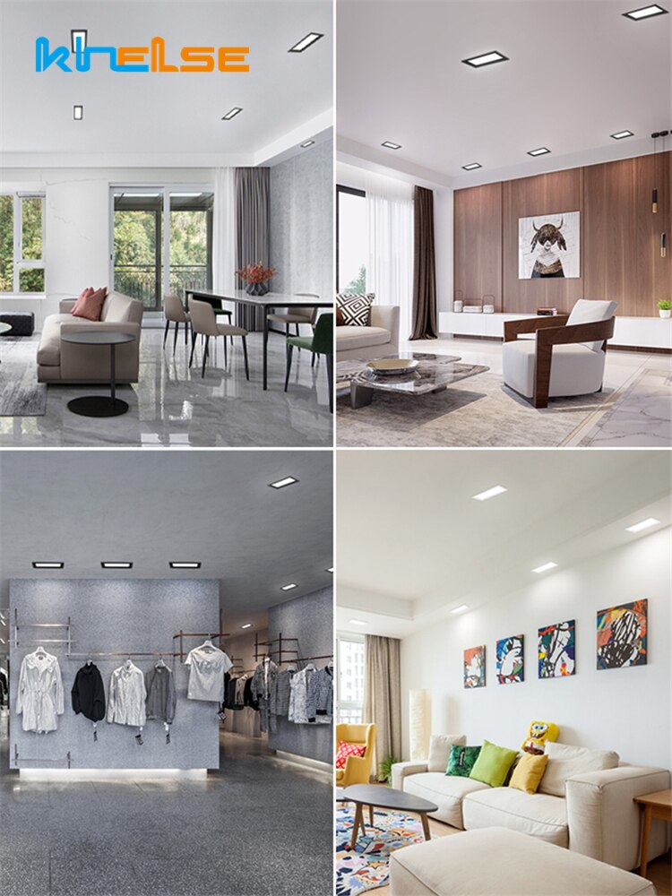 Square LED Recessed Ceiling Downlight 12W 180 Beam Angle Panel Lamp Industrial Living Room Bathroom Corridor Spot Lights Fixture