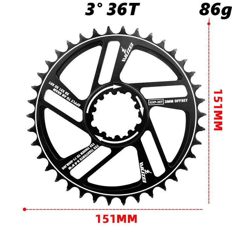 WUZEI-plato GXP para bicicleta de montaña, rueda de cadena para SRAM X9 XX1 X0, montaje directo Offset, 3mm, 30T, 32T, 34T, 36T, 38T, 40T, 42T: 3mm 36T
