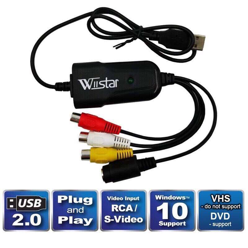 USB 2.0 Audio Video Capture Card Adapter VHS to DVD Video Capture for Windows 10/8/7/XP Capture Video