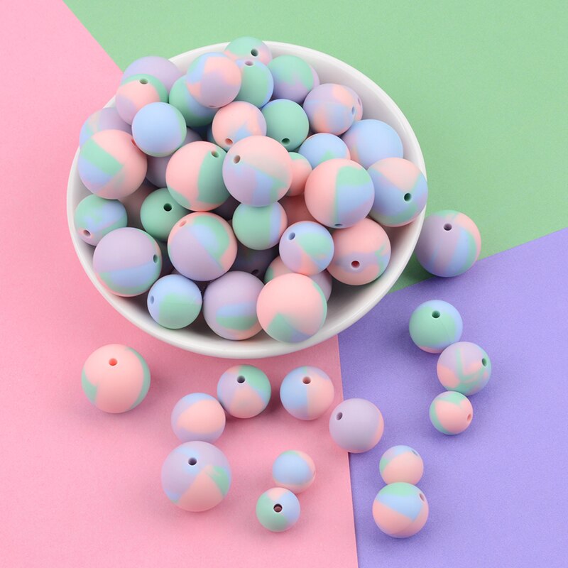 100 stücke Silikon Perlen BPA FREI binden Farbstoff Bunte Hexagon 14mm & 17mm Baby Zahnen Perlen Runde geformt Spielzeug Lebensmittel Klasse DIY