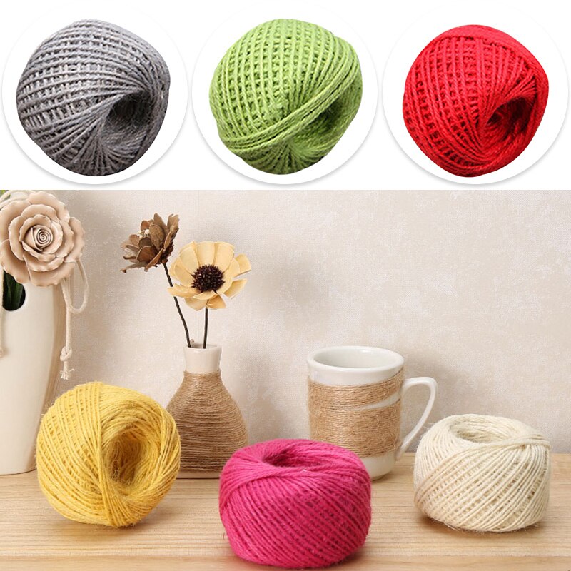 Kleurrijke Jute Twine Linnen Touw String Verpakking Wikkelen Lint 50M Arts Ambachten Diy Geschenkdoos String Cord Wedding Tags decor