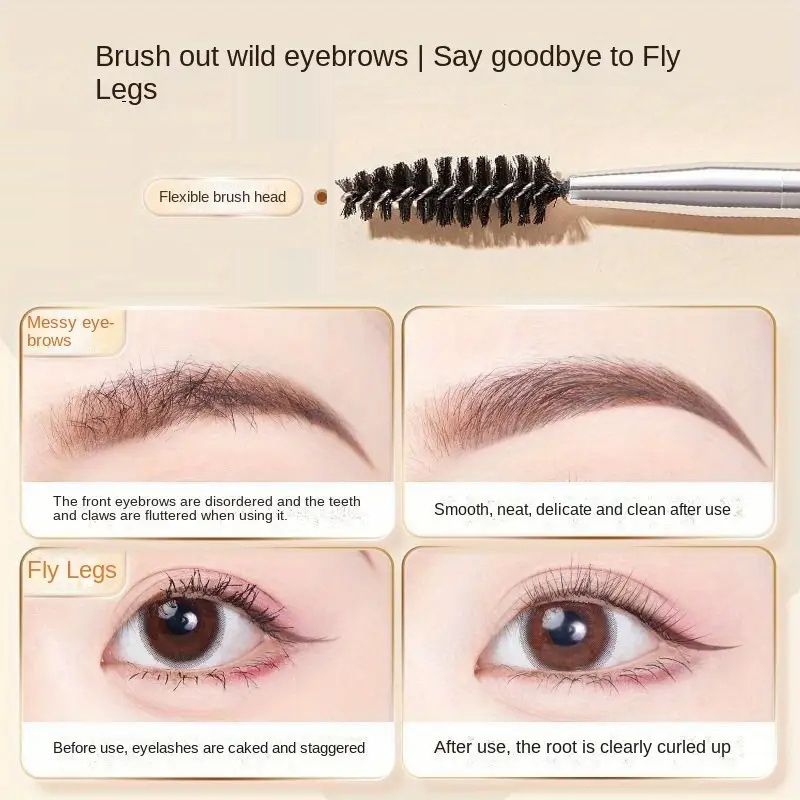 Cepillo para cejas y peine para pestañas, cepillo para cejas en ángulo de doble cabezal, cepillos para cejas, peine para pestañas, peine para tinte de pestañas con mango de diamante