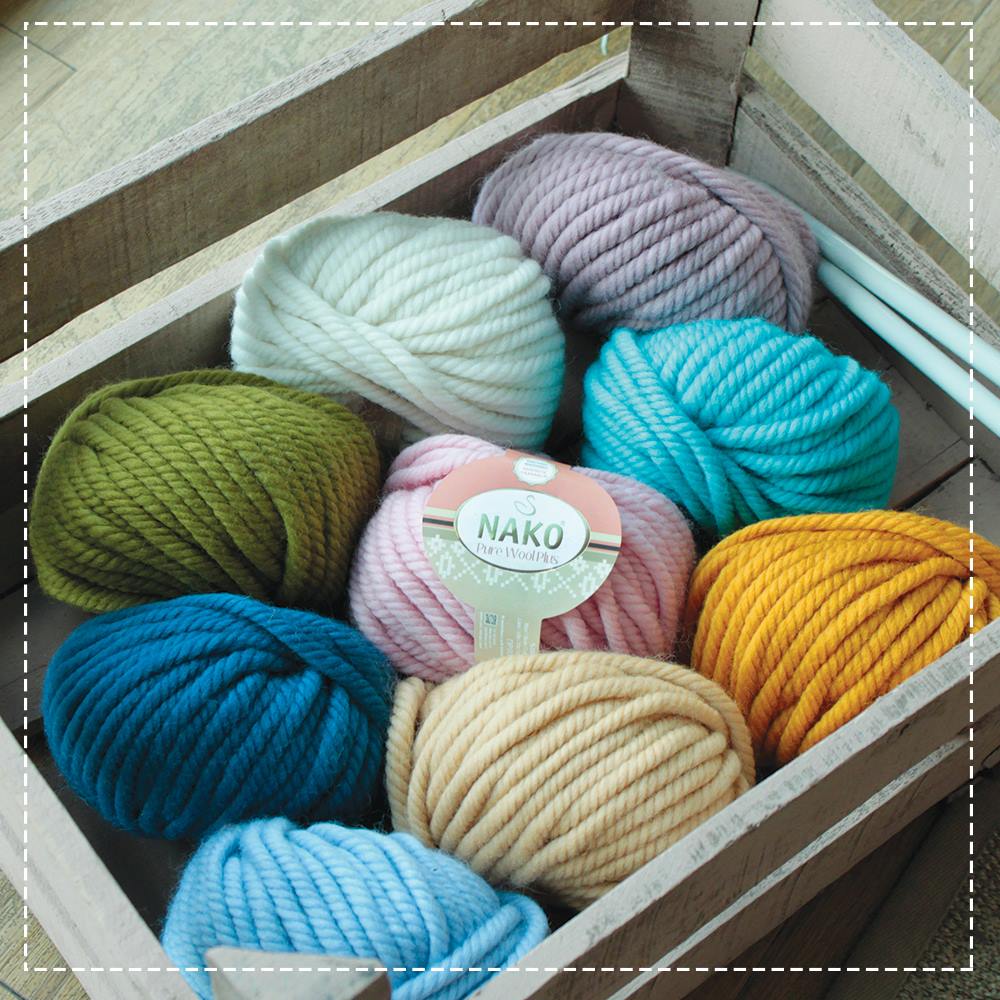 Wool Knitted Yarn - 16 Color Options - 30 Meters(100gr) - Knitting Yarn Ball - Nako Pure Wool Plus - Cardigans - Sweaters - Shawls - Beanie - Scarf - Berets - Poncho - Autumn - Winter - DIY