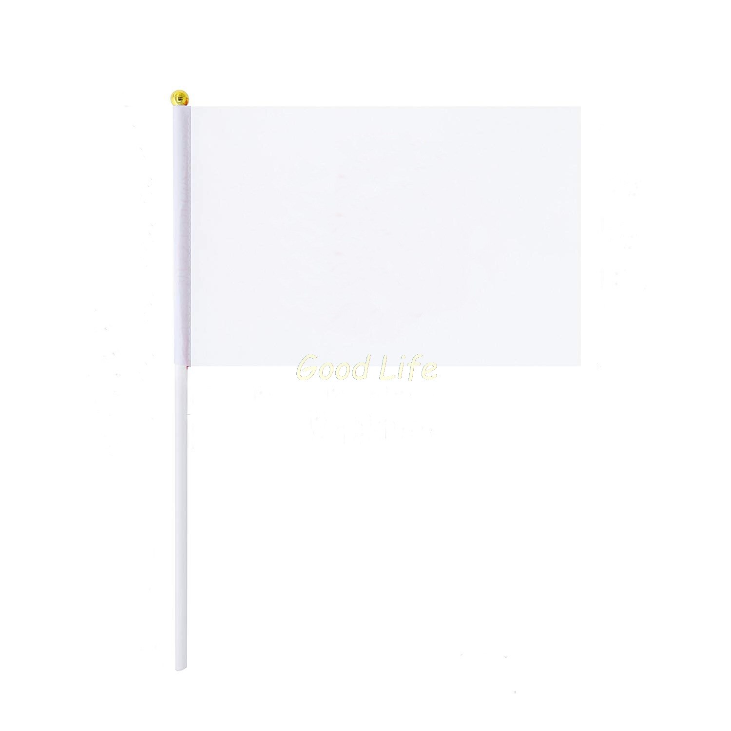 50 pcs/Lot 14X21CM blank white handwave flag small waving flag hand banner poly writable Flag