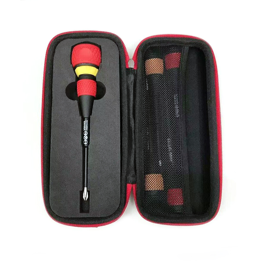 VESSEL 6 Pcs Ball Grip Ratchet Screwdriver Set with Tool Bag for Phillips and Slotted Screws Hand Tools NO.2200 5Pcs+Bag