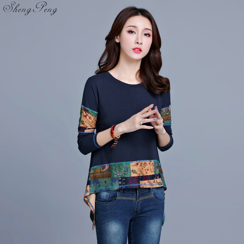 Traditional chinese blouse shirt tops for women mandarin collar oriental shirt blouse female cheongsam top V1601