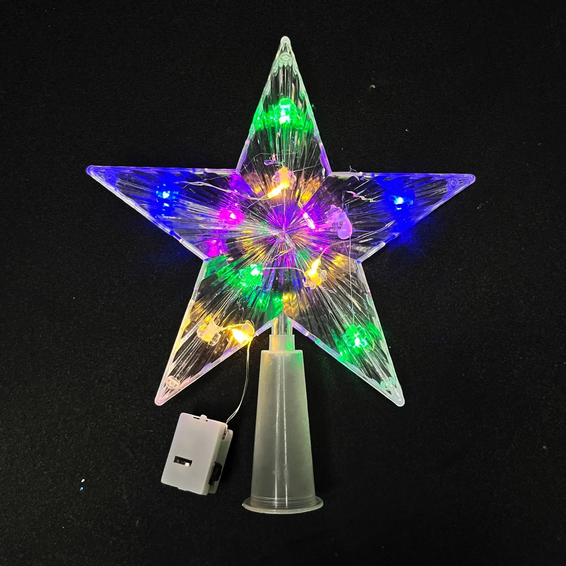 Weihnachten Stern LED Nachtlicht Weihnachtsbaum oben fünfzackigen Stern Lampe Hochzeit Party Garten Weihnachten Dekoration Leuchtende Lieferungen: M / Fluoreszenz Gelb