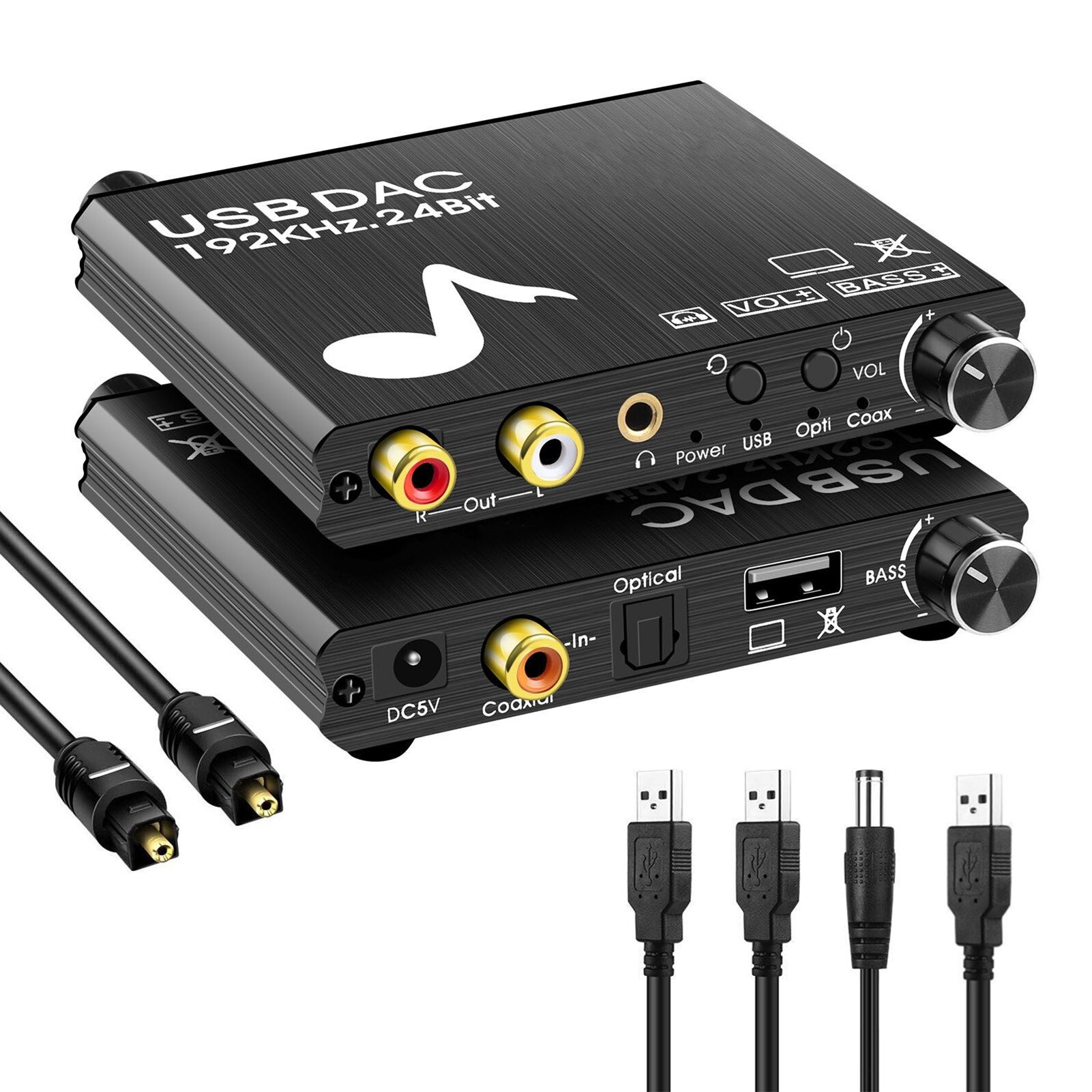 192Khz/24Bit Digitaal Naar Analoog Audio Converter Dac Adapter Opticals Toslink Coaxiale Rca 3.5Mm Voor PS3 PS4 tv Usb Power Kabel