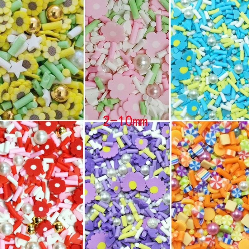 100g polymer ler drys farverige blomster slik til gør-det-selv-håndværk lille sød plastik klei tilbehør scrapbog telefon deco