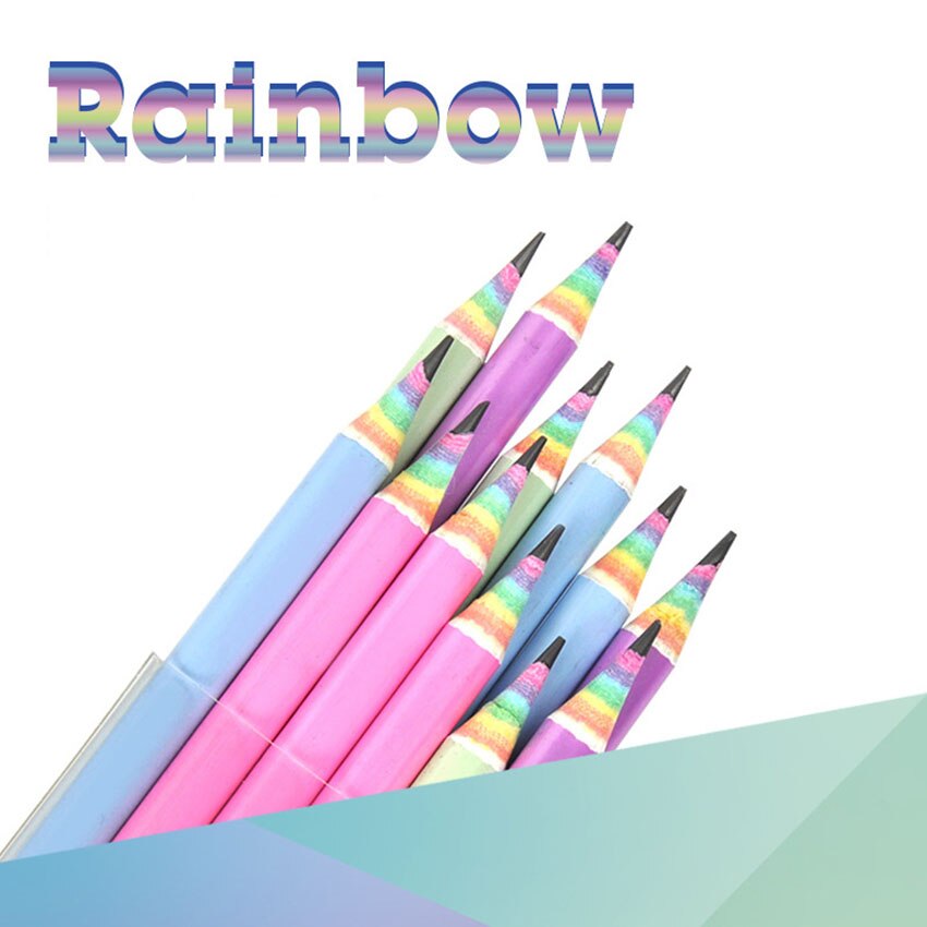 12Pcs/Box Paper Rainbow Hb Pencils Writing Stationery Drawing Painting Cute Pencils For School And Office Supplies