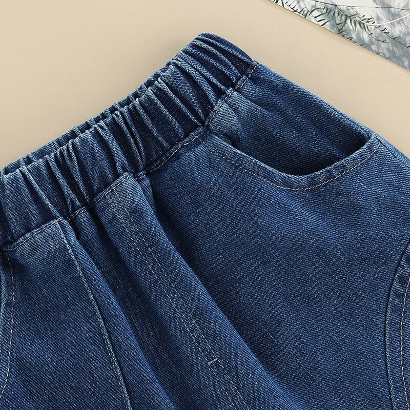 Fashionable Little Boy Shorts, Elastic Waist Solid Color Denim Shorts with Pockets for Summer Spring Summer, 18Months-6Years