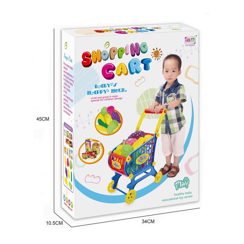 Simulatie Supermarkt Winkelwagentje Kinderen Speelhuis Speelgoed Kar Met Fruit En Groente Winkelwagentje Simulatie Speelgoed: Trolley no fruit