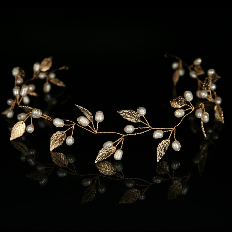 FORSEVEN Gold/Silver Color Headbands Hair Jewelry Pearl Crystal Leaf Bride Tiaras Headpiece Wedding Bridal Hair Accessories JL: Style 2