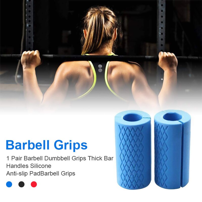 1Pair Dumbbell Bar Handle Grips Silicone Standard Bar Grip For Barbell Weight Lifting Bodybuilding Gym Weights Workout Anti-slip