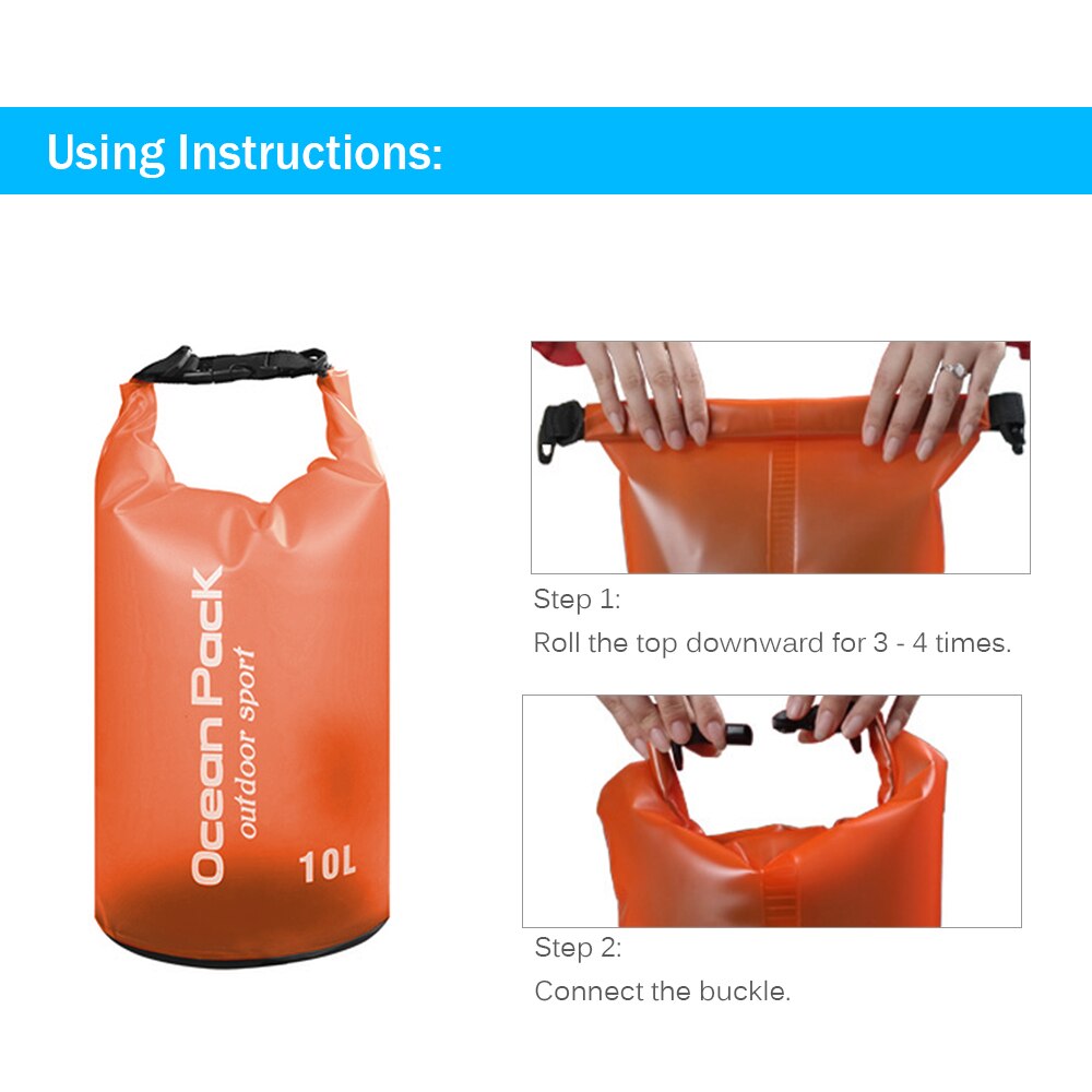 Bolsa seca plegable impermeable de PVC bolsa de agua mochila para nadar Rafting kayak canotaje bolsa de almacenamiento de pesca
