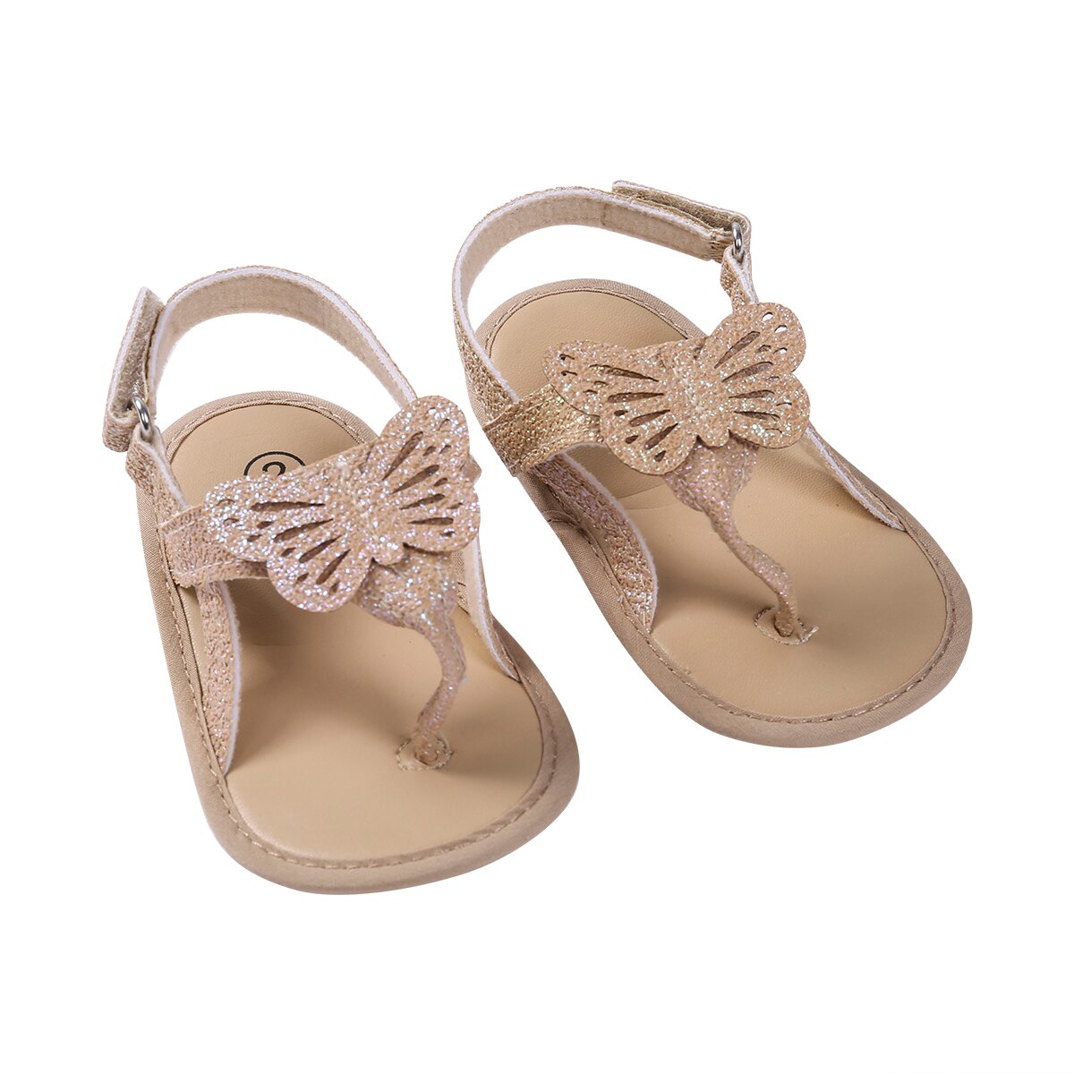 Sandales d'été antidérapantes pour bébés filles, jolies chaussures de princesse à motif de papillon pour -nés et tout-petits: Or / 7-12 mois