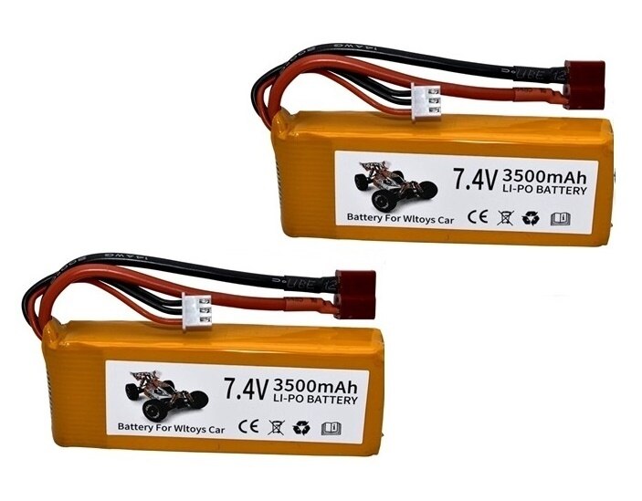 Ensembles de chargeur de batterie Lipo 7,4 V 3500 mAh pour Wltoys 144001 124016 124017 144002 Batterie de voiture 2s 7.4v pour voiture Wltoys 12428 12423 RC: Rouge