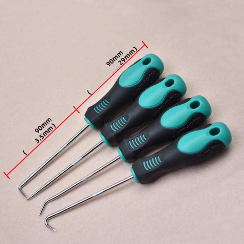 Juego de destornilladores para sello de aceite de vehículo, herramienta de extracción de junta tórica, extractor de juntas, juego de herramientas de extracción larga, selección y gancho para coche, 4 Uds.: Rojo