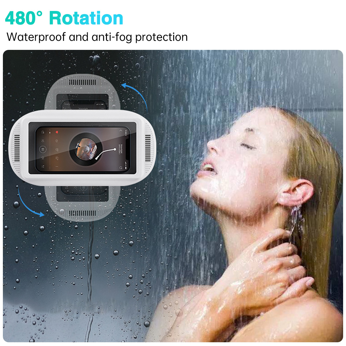 Wodoodporny uchwyt na telefon strąk prysznic, obrotowy uchwyt na telefon robić wanny, łazienki, uchwyt na ekran dotykowy zapobiegający запотеванию na telefon 4-7''