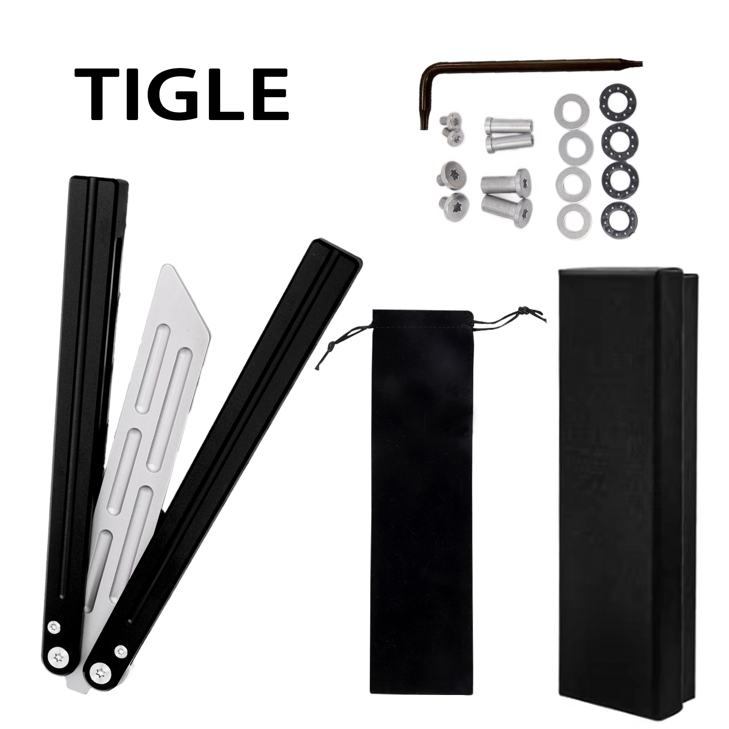 TlGLE Barison Aluminum Alloy HandleFoldable 3r13 Steel Blade Without CuttingEdge Blade Secure Outdoor Practice Blue: black
