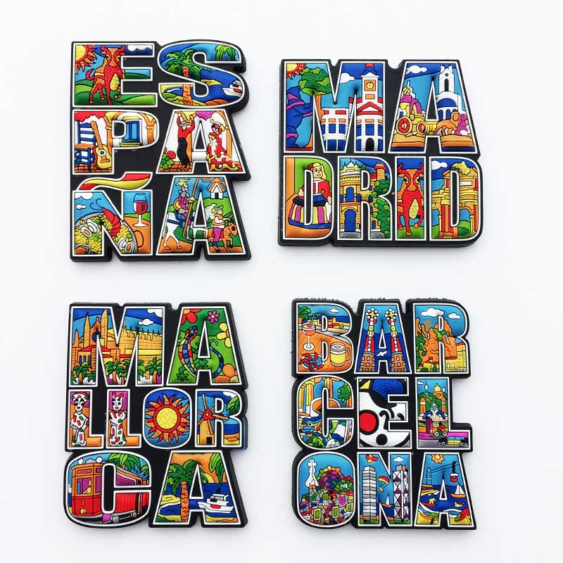 Spain Fridge Magnets Barcelona Madrid Mallorca EspanaTourism Souvenir Soft Silicone Magnetic Refrigerator Sticker Decor