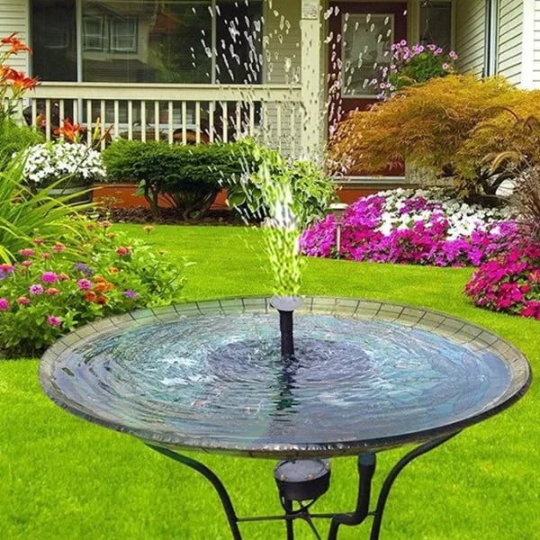 Solar--Brunnenpumpe, schwimmendes Solarpanel, Vogelbäder, Wasserbrunnen mit 4 Düsen für Garten, draussen, Wasser, Schwimmbad, Teich, Dekoration