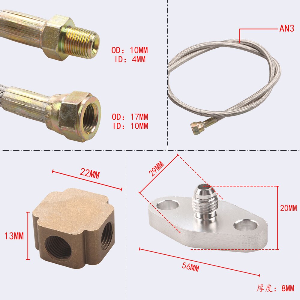 Tuyau d'alimentation en huile de turbine Automobile, kit de retour et de décharge d'huile, GT32 GT40 GT42 GT4294 GT4202 R