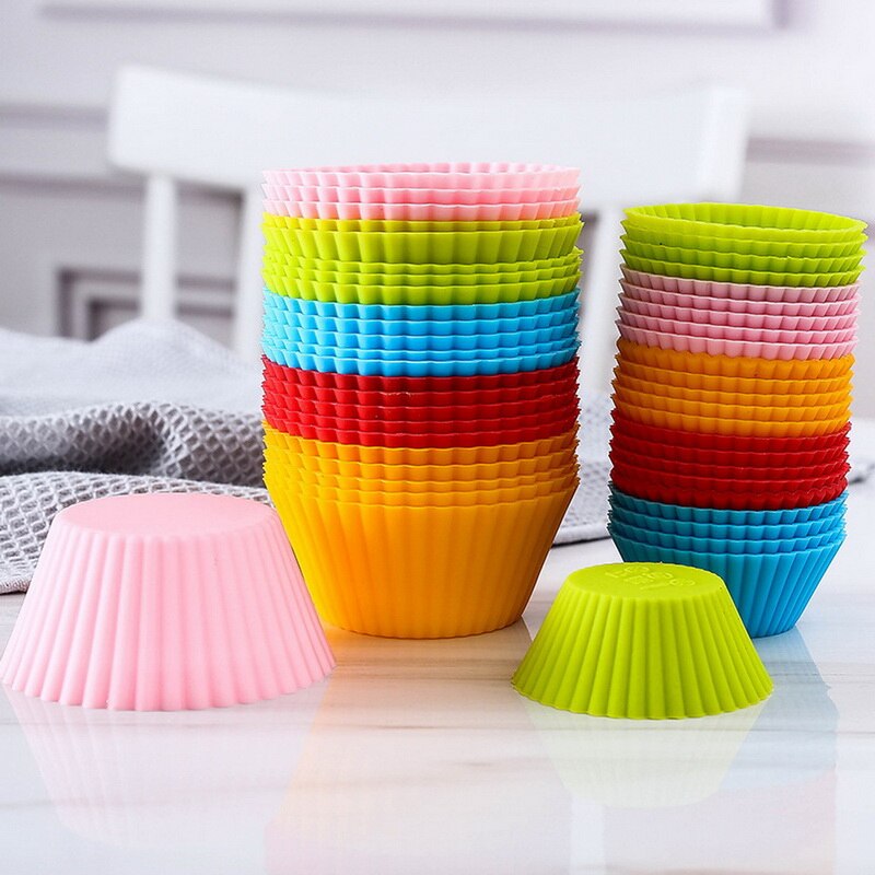 12 pièces/ensemble cuisson tasse Liner cuisson moules forme ronde Silicone Cupcake moule fabricant moule plateau bricolage gâteau décoration outils