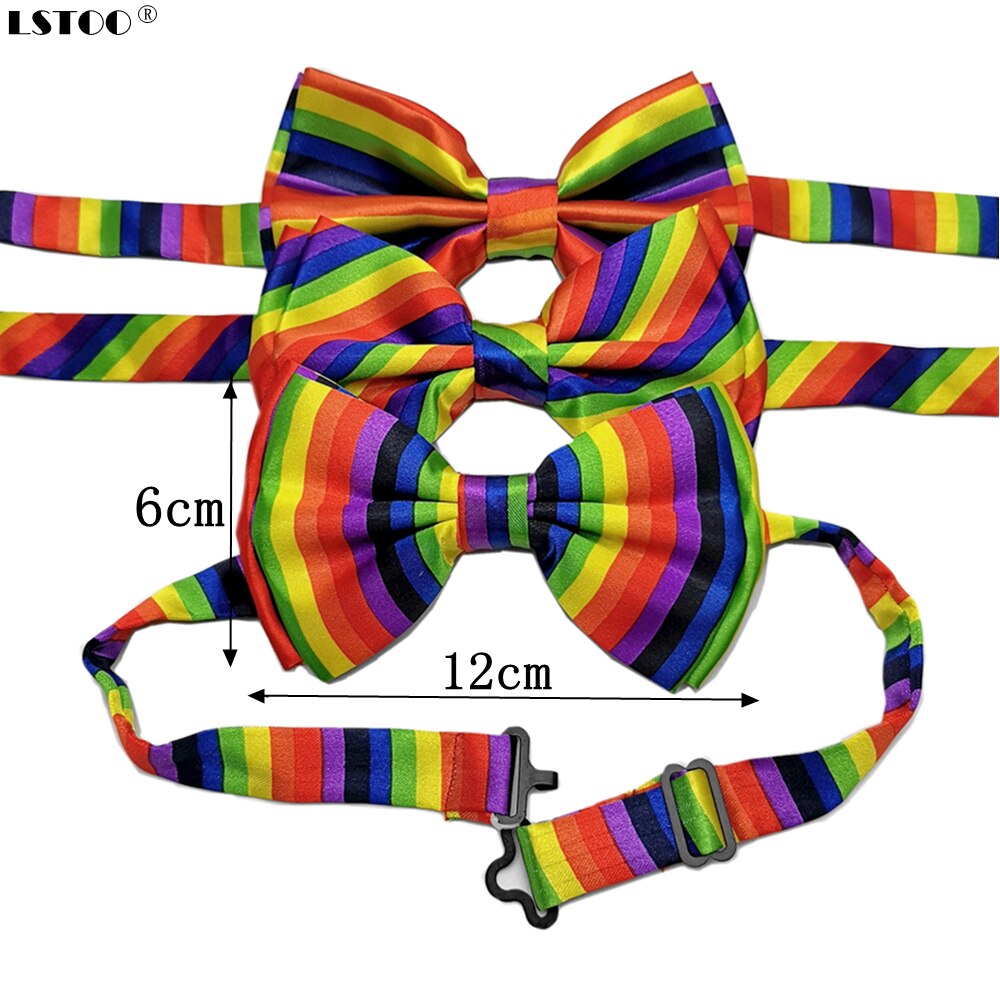 12*7.5 Cm Unisex Volwassen Double Layer Kleurrijke Regenboog Strikje Gestreepte Das Mannen En Vrouwen Shirt Wedstrijd voor Bruiloft