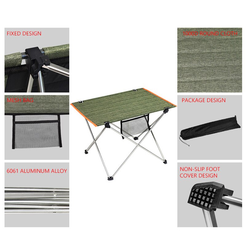 Udendørs aftageligt campingbord bærbart sammenklappeligt letvægts mesa plegable rejse vandreture vandreture picnic bord lejrmøbler
