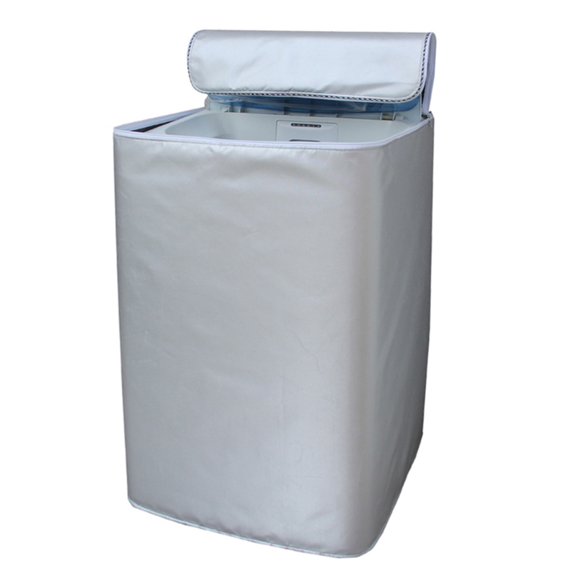 Washing Machine Cover Polyester Waterproof Top Load Laundry Dryer Cover Sunscreen Laundry Silver Coating Dustproof Cover: Light Grey