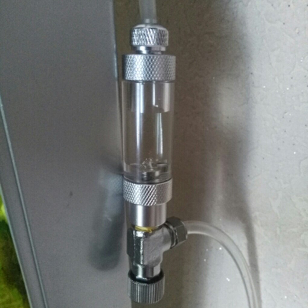 Double Head Aquarium CO2 Bubble Counter Aluminum Alloy Non-return CO2 Regulator Carbon Dioxide Measurement Device