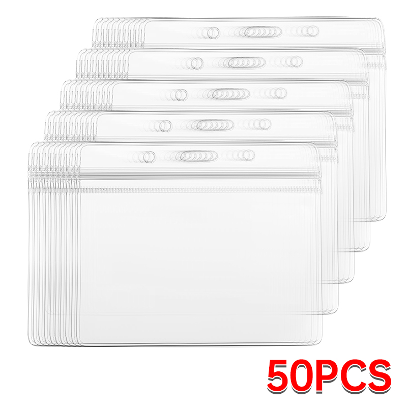 10 stuks transparante ID-kaarthouder waterdichte ID-kaarthouder badge verzegelde documentbescherming schoolbenodigdheden verpleegkundige accessoires: Black