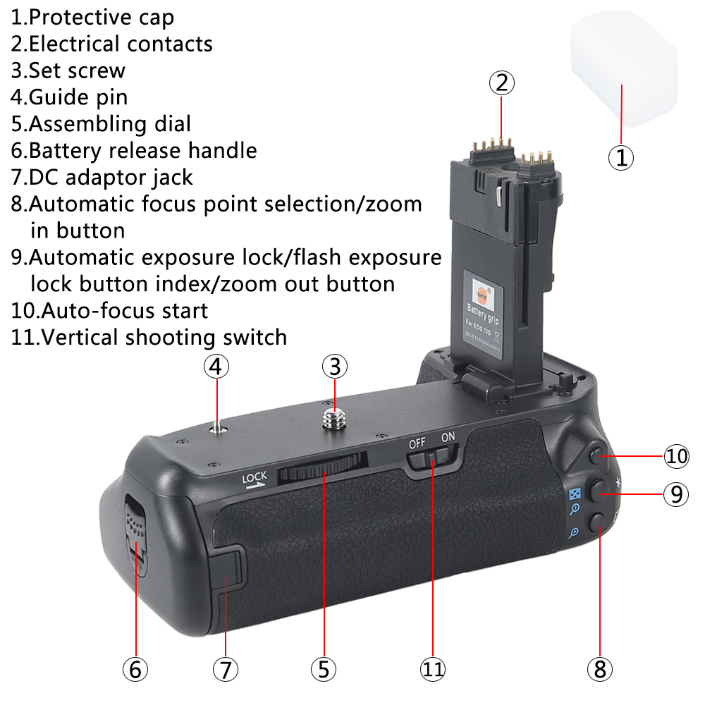 DSTE BG-E14 Battery Grip for CANON 70D 80D 90D DSLR Camera