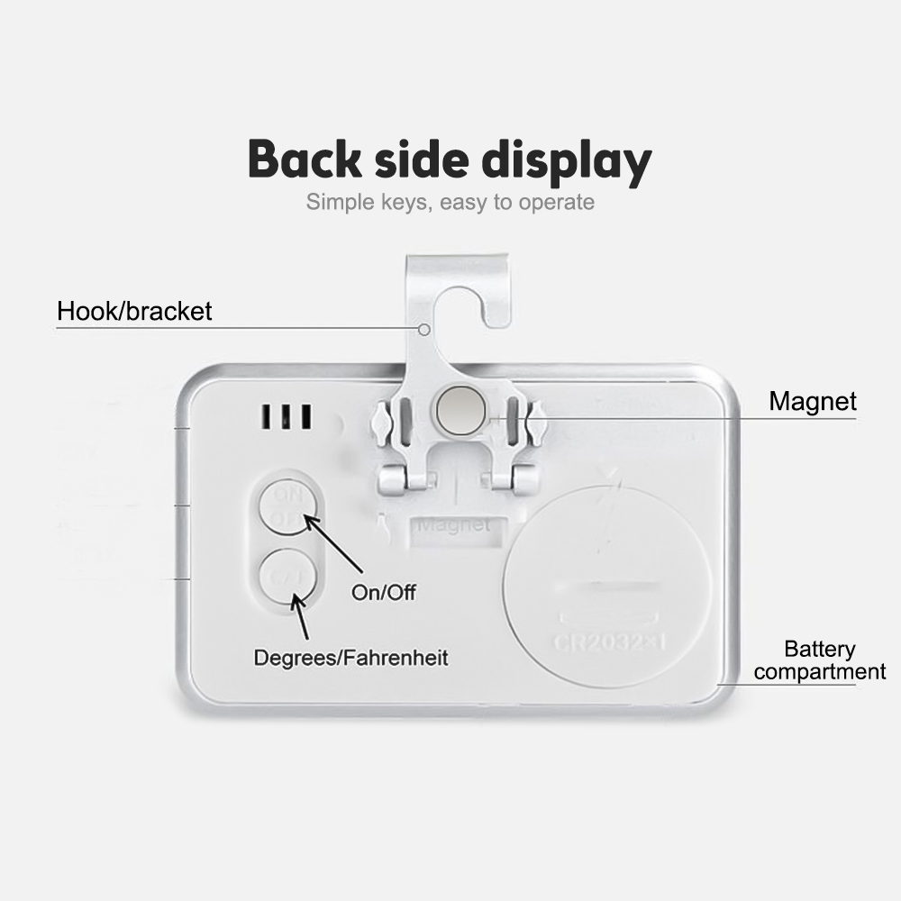 Digital kylskåpstermometer vattentät rumstermometer kylskåpslarm termometer hygrometer med krok konvertibel